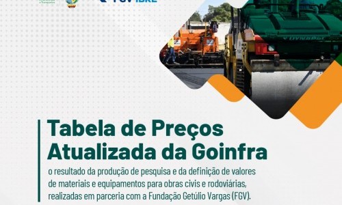 Em parceria com FGV, Goinfra divulga tabelas de preços de obras rodoviárias e civis