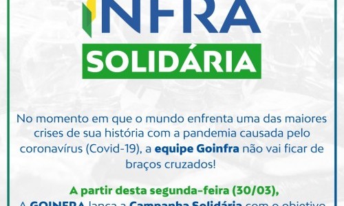 Goinfra lança campanha para arrecadar cestas básicas