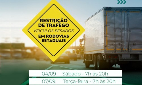 Confira a relação das rodovias estaduais com restrição de tráfego de caminhões no feriado de Independência do Brasil