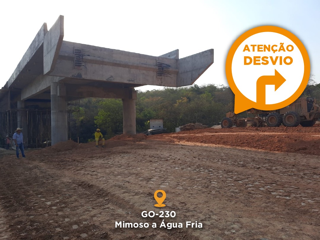 Atenção para desvio no tráfego de veículos pesados na GO-230, entre Mimoso e Água Fria de Goiás