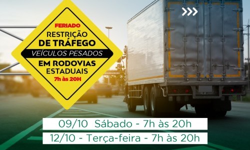 Confira a relação das rodovias estaduais com restrição de tráfego de caminhões no feriado de Nossa Senhora Aparecida
