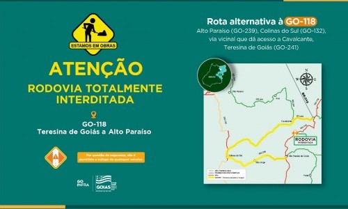 GO-118, entre Alto Paraíso e Teresina de Goiás, está totalmente interditada