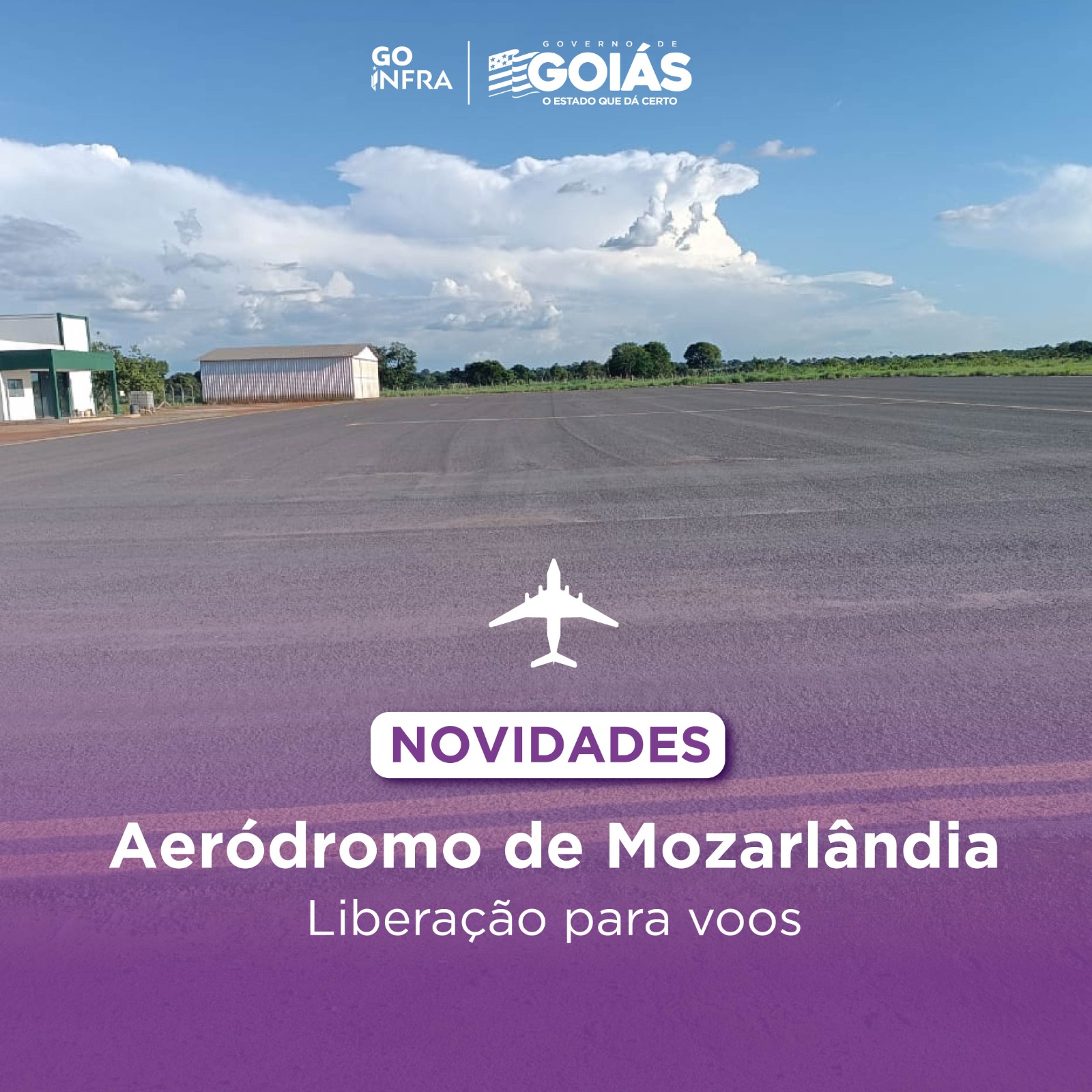 Aeródromo de Mozarlândia está com liberação total para voos